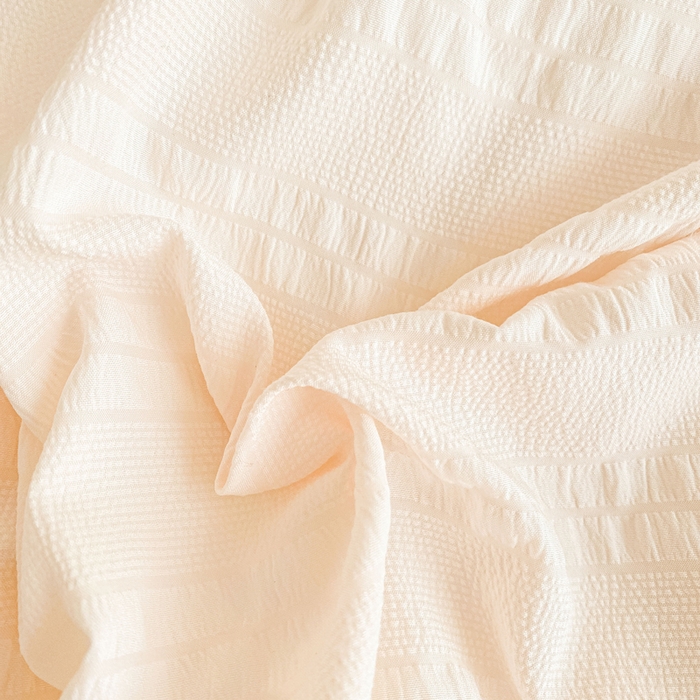 91家纺网 家纺一手货源 找家纺 羋多2024新款贝壳边雨泡泡棉泡泡纱双层纱四件套 奶豆沙