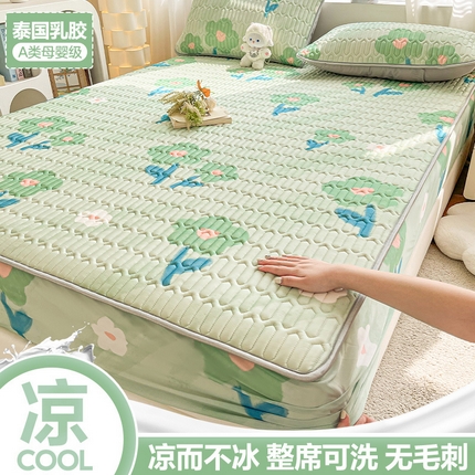 91家纺网 家纺一手货源 找家纺 （总）福来临家纺 2025新款A类凉感丝印花含胶床笠含胶凉席