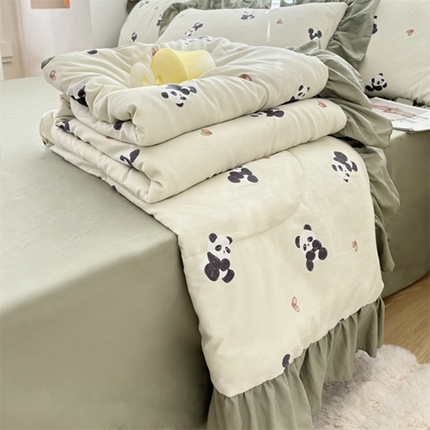 91家纺网 家纺一手货源 找家纺 （总）仟网汇 2024新款韩版田园法式糯糯棉花边夏被四件套