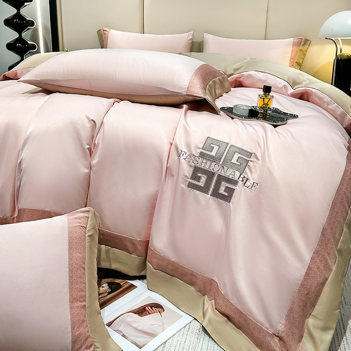 91家纺网 家纺一手货源 找家纺 富盛家纺 2024新款水洗真丝刺绣四件套-威灵顿 威灵顿—粉色