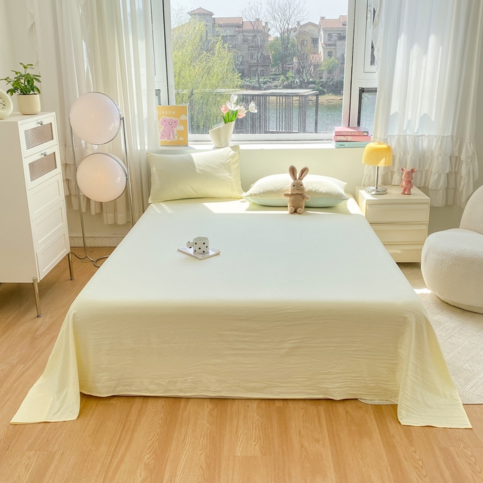 91家纺网 家纺一手货源 找家纺 雨帆家纺 2024新款纯色床单床笠单品系列 -单床单 芝士床单