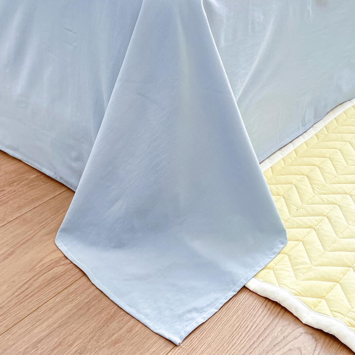 91家纺网 家纺一手货源 找家纺 羋多2024新款贝壳边雨泡泡棉泡泡纱双层纱四件套 天空蓝