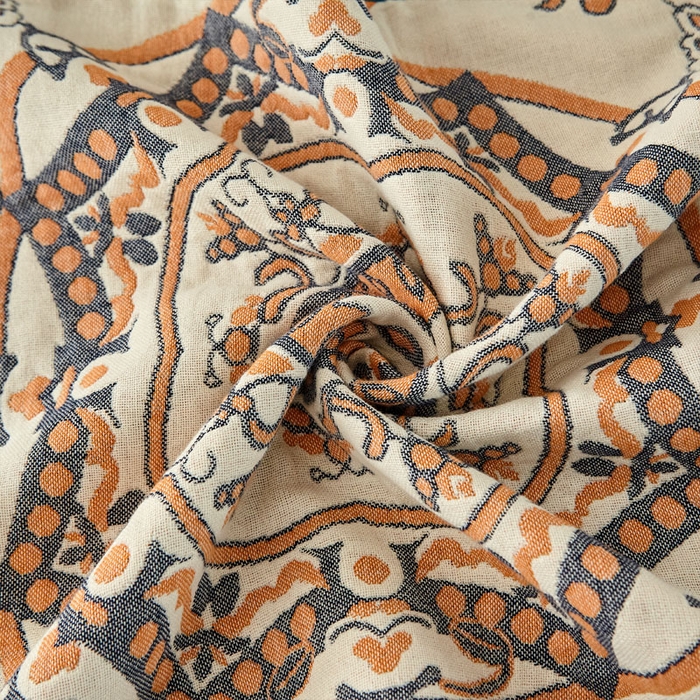 91家纺网 家纺一手货源 找家纺 朴尔家纺-毛巾被 2024新款素雅系列全棉系列四层纱布枕巾 恋恋花枝-驼