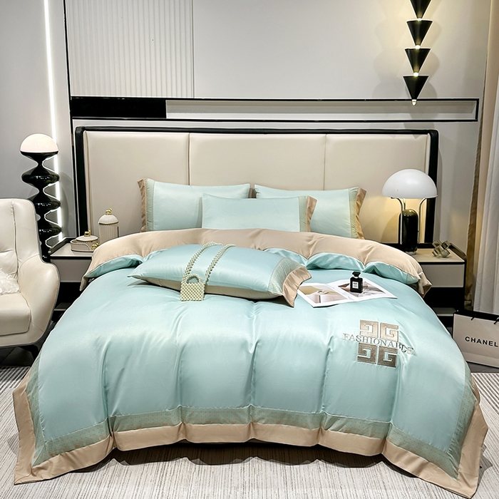 91家纺网 家纺一手货源 找家纺 富盛家纺 2024新款水洗真丝刺绣四件套-威灵顿 威灵顿—绿色