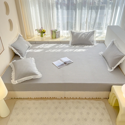 91家纺网 家纺一手货源 找家纺 （总）冬然家纺 2024新款素色花边系列冰豆豆凉席榻榻米凉席