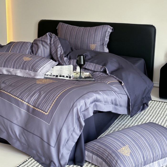 91家纺网 家纺一手货源 找家纺 优悦生活馆 2024新款天丝宽边拼角四件套-商务系列 斯蒂夫-蓝