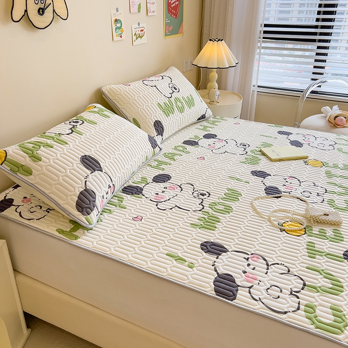 91家纺网 家纺一手货源 找家纺 世纪绒品 2026新款凉感丝印花款乳胶凉席 字母萌犬