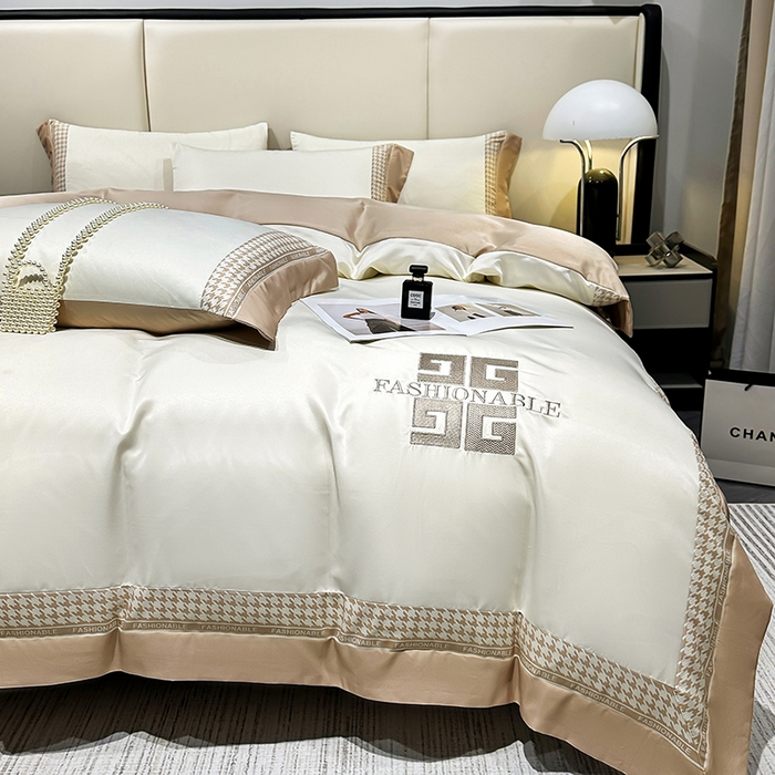 91家纺网 家纺一手货源 找家纺 富盛家纺 2024新款水洗真丝刺绣四件套-威灵顿 威灵顿—奶白