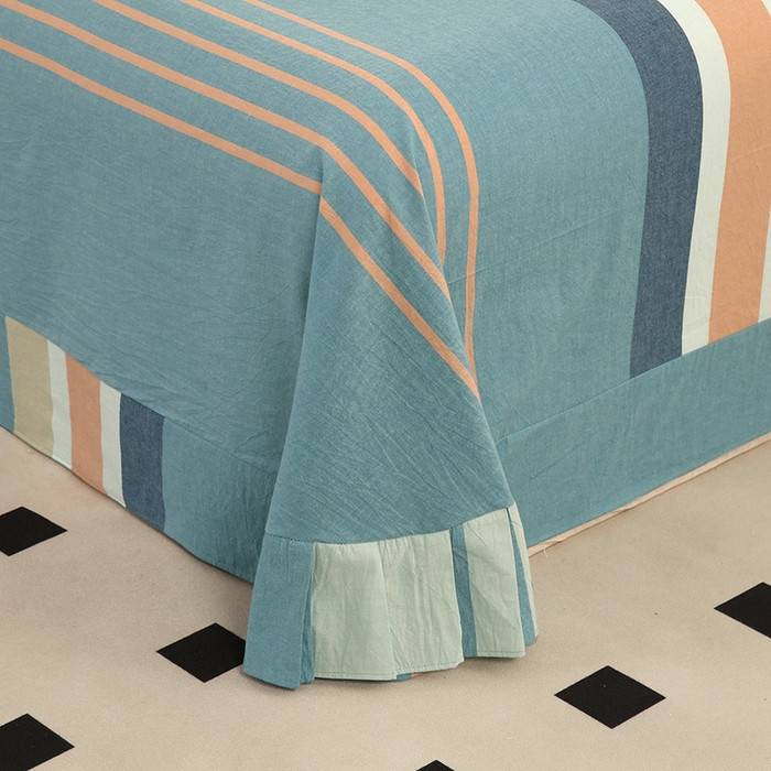 91家纺网 家纺一手货源 找家纺 金纱玉纺家纺 2024新款色织全棉水洗棉四件套 罗拉之恋-兰