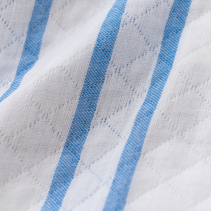 91家纺网 家纺一手货源 找家纺 朴尔家纺-毛巾被 2024新款特惠混纺棉质三层纱布独版AB面枕巾 52*78cm一对 格韵蓝