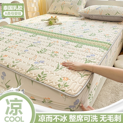 91家纺网 家纺一手货源 找家纺 福来临家纺 2025新款A类凉感丝印花含胶床笠 田园生活