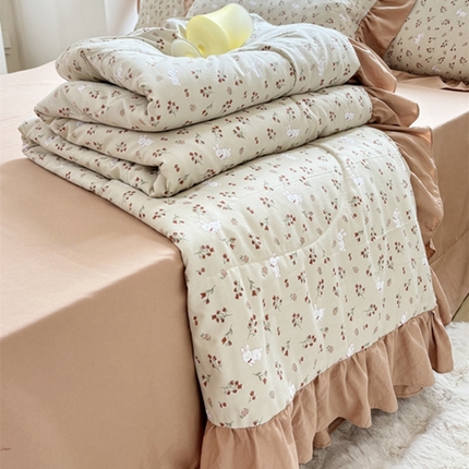 91家纺网 家纺一手货源 找家纺 （总）仟网汇 2024新款韩版田园法式糯糯棉花边夏被四件套