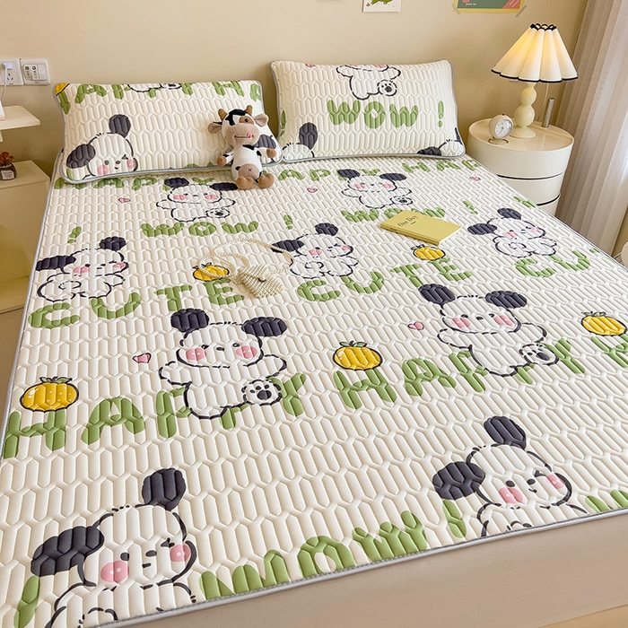 91家纺网 家纺一手货源 找家纺 世纪绒品 2026新款凉感丝印花款乳胶凉席 字母萌犬