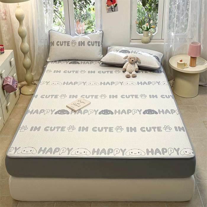 91家纺网 家纺一手货源 找家纺 启程家纺 2024春夏A类凉豆豆凉席床笠款凉席套件 小奶狗