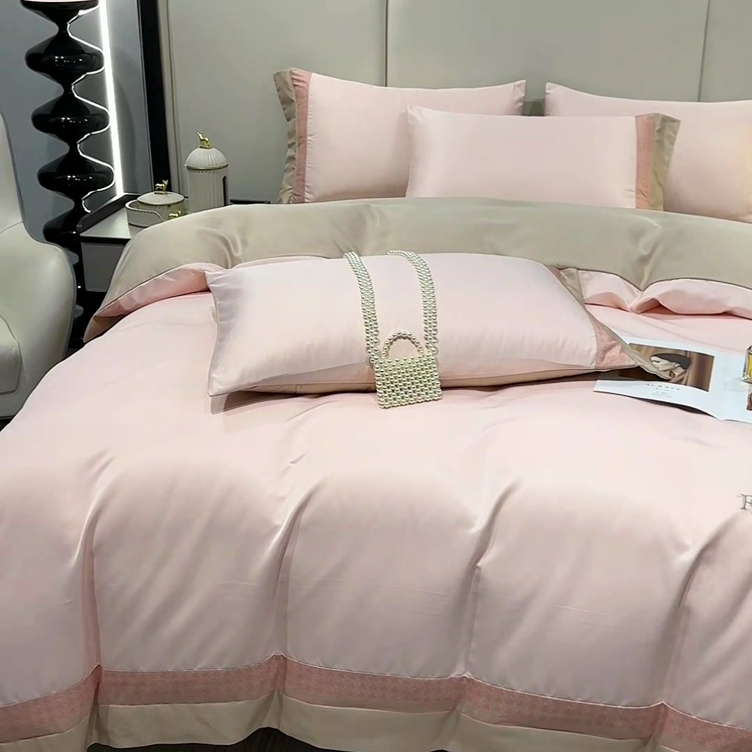 91家纺网 家纺一手货源 找家纺 富盛家纺 2024新款水洗真丝刺绣四件套-威灵顿 威灵顿—粉色