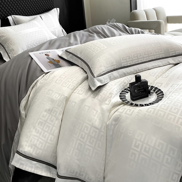 91家纺网 家纺一手货源 找家纺 优悦生活馆 2024新款工艺款提花磨毛四件套-简爱-白