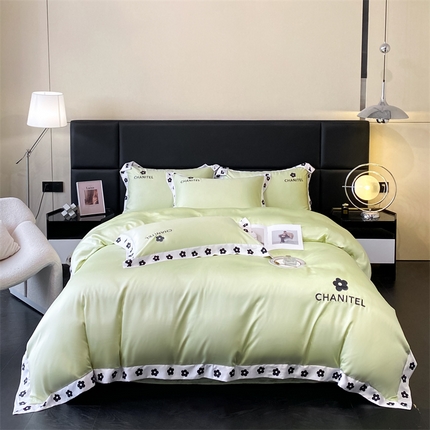 91家纺网 家纺一手货源 找家纺 （总）床绮 2024新款水洗真丝刺绣四件套-南笙