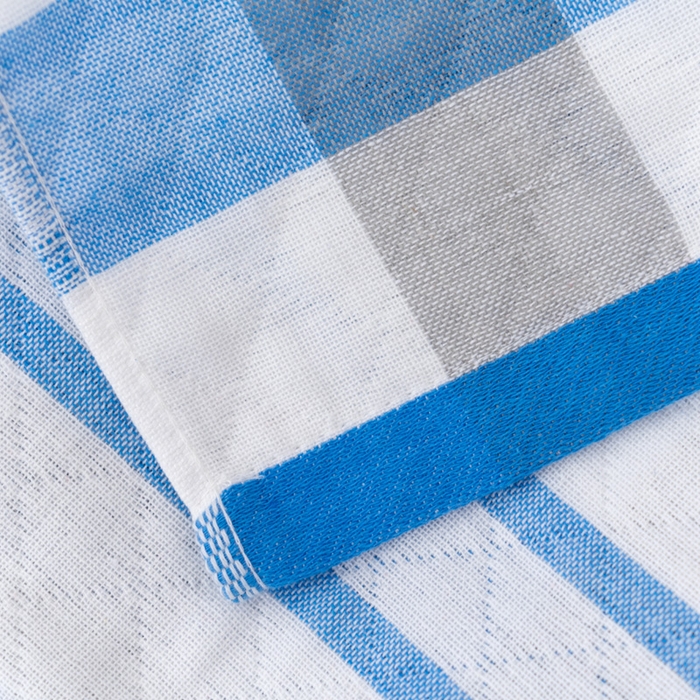 91家纺网 家纺一手货源 找家纺 朴尔家纺-毛巾被 2024新款特惠混纺棉质三层纱布独版AB面枕巾 52*78cm一对 格韵蓝