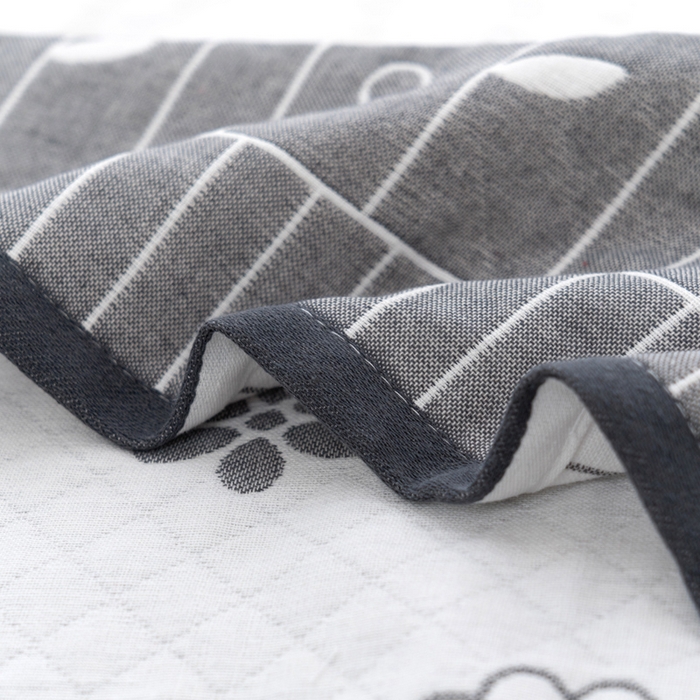 91家纺网 家纺一手货源 找家纺 朴尔家纺-毛巾被 2024新款特惠混纺棉质三层纱布独版AB面枕巾 52*78cm一对 花中细语灰