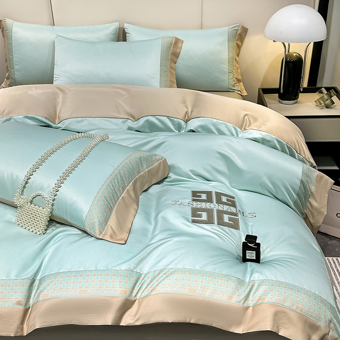 91家纺网 家纺一手货源 找家纺 富盛家纺 2024新款水洗真丝刺绣四件套-威灵顿 威灵顿—绿色