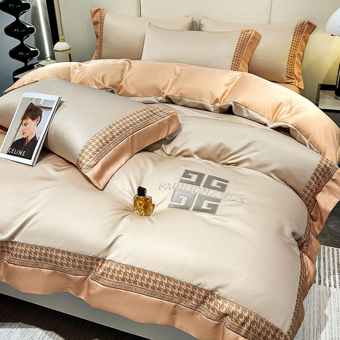 91家纺网 家纺一手货源 找家纺 富盛家纺 2024新款水洗真丝刺绣四件套-威灵顿 威灵顿—香槟