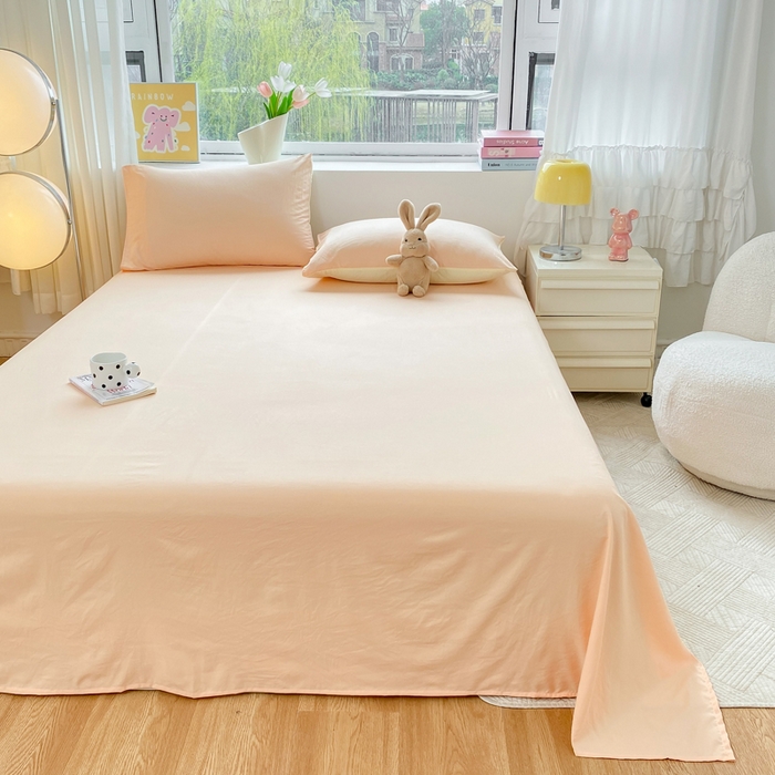 91家纺网 家纺一手货源 找家纺 雨帆家纺 2024新款纯色床单床笠单品系列 -单床单 玉色床单