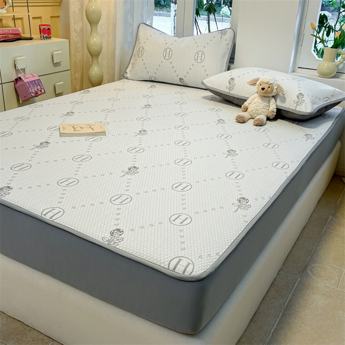 91家纺网 家纺一手货源 找家纺 启程家纺 2024春夏A类凉豆豆凉席床笠款凉席套件 简单时尚