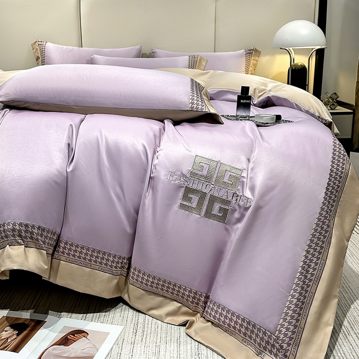 91家纺网 家纺一手货源 找家纺 富盛家纺 2024新款水洗真丝刺绣四件套-威灵顿 威灵顿—紫色