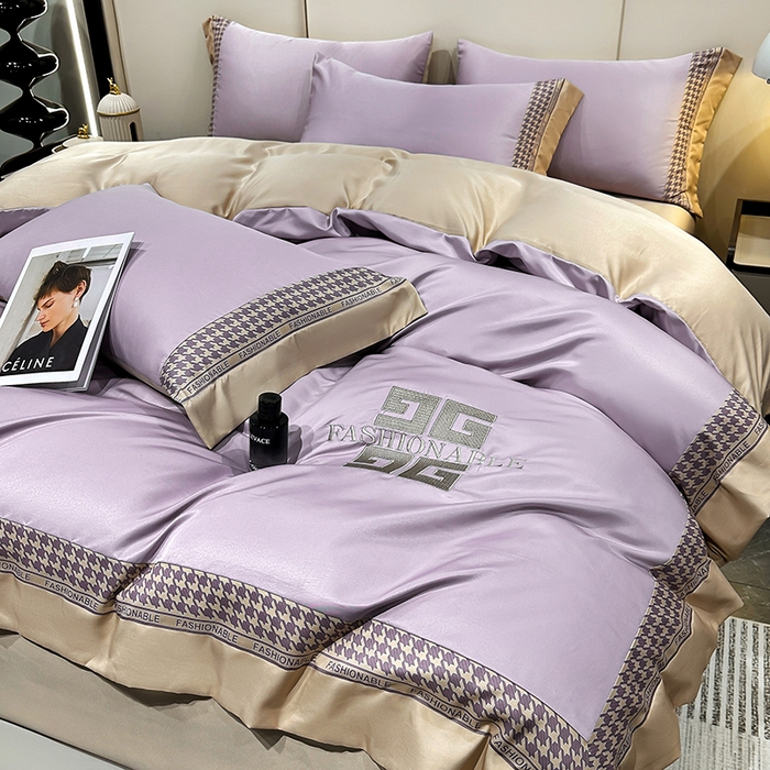 91家纺网 家纺一手货源 找家纺 富盛家纺 2024新款水洗真丝刺绣四件套-威灵顿 威灵顿—紫色