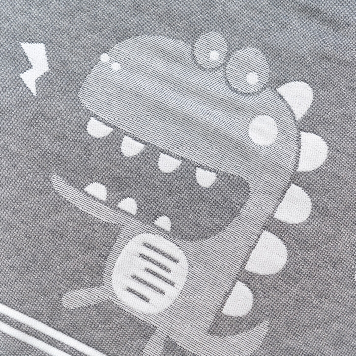 91家纺网 家纺一手货源 找家纺 朴尔家纺-毛巾被 2024新款特惠混纺棉质三层纱布独版AB面枕巾 52*78cm一对 小恐龙灰