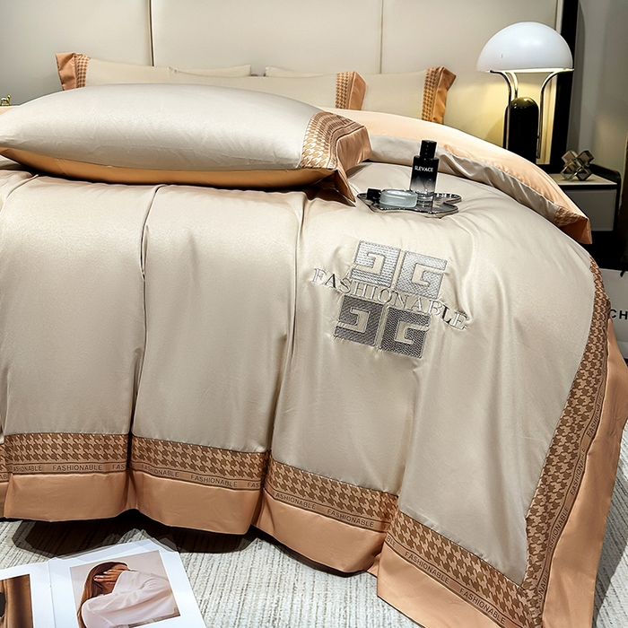 91家纺网 家纺一手货源 找家纺 富盛家纺 2024新款水洗真丝刺绣四件套-威灵顿 威灵顿—香槟