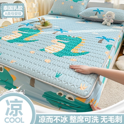 91家纺网 家纺一手货源 找家纺 （总）福来临家纺 2025新款A类凉感丝印花含胶床笠含胶凉席