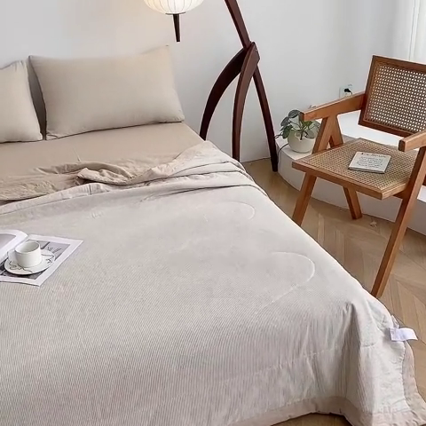 91家纺网 家纺一手货源 找家纺 青螺家纺 2024全棉水洗棉双面色织100%新疆棉花夏被三件套四件套枕套床单 支持质检验货 星空粉