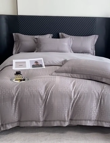 91家纺网 家纺一手货源 找家纺 优悦生活馆 2024新款工艺款提花磨毛四件套-简爱-灰