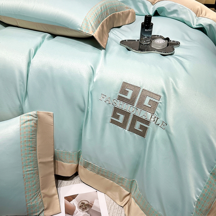 91家纺网 家纺一手货源 找家纺 富盛家纺 2024新款水洗真丝刺绣四件套-威灵顿 威灵顿—绿色