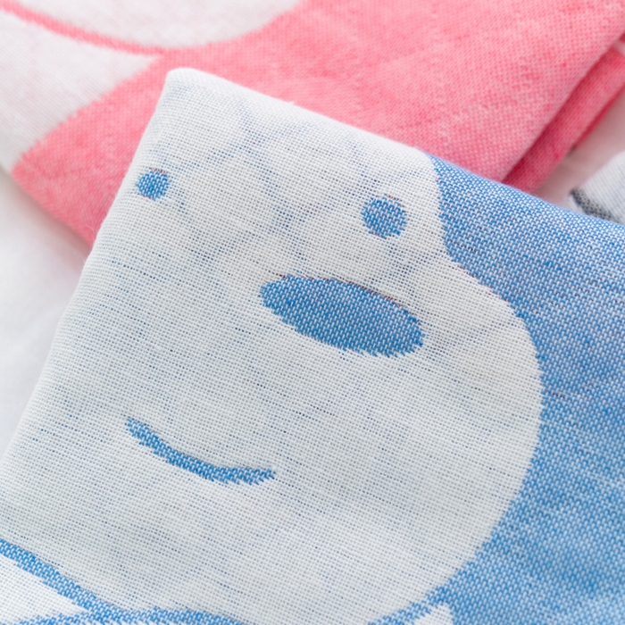 91家纺网 家纺一手货源 找家纺 朴尔家纺-毛巾被 2024新款特惠混纺棉质三层纱布独版AB面枕巾 52*78cm一对 白熊蓝