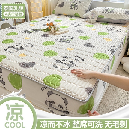 91家纺网 家纺一手货源 找家纺 （总）福来临家纺 2025新款A类凉感丝印花含胶床笠含胶凉席