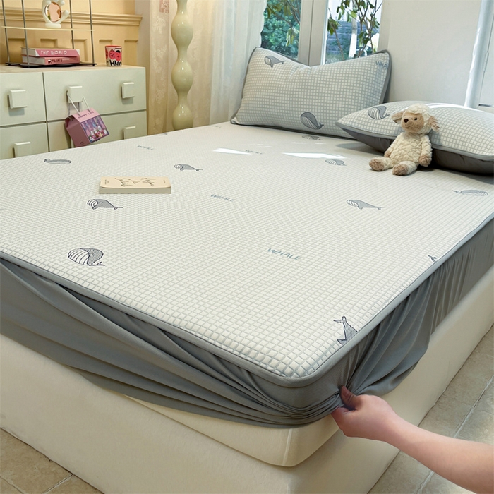 91家纺网 家纺一手货源 找家纺 启程家纺 2024春夏A类凉豆豆凉席床笠款凉席套件 小海豚