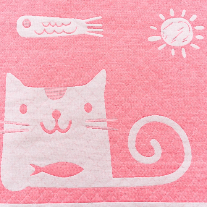 91家纺网 家纺一手货源 找家纺 朴尔家纺-毛巾被 2024新款特惠混纺棉质三层纱布独版AB面枕巾 52*78cm一对 爱鱼的猫粉