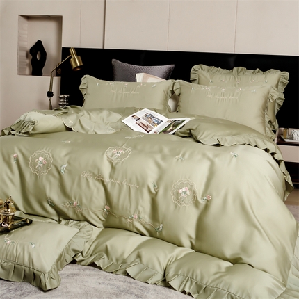 91家纺网 家纺一手货源 找家纺 保罗圣迪奥 2024新款天丝夏被四件套-沐夏 松石绿