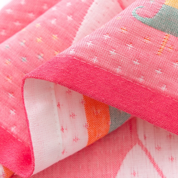 91家纺网 家纺一手货源 找家纺 朴尔家纺-毛巾被 2024新款特惠混纺棉质三层纱布独版AB面枕巾 52*78cm一对 爱心熊粉