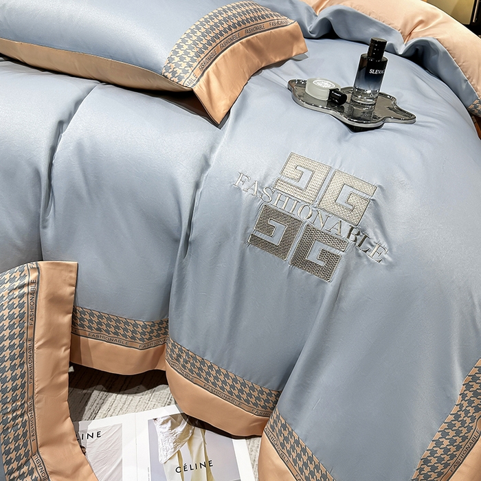 91家纺网 家纺一手货源 找家纺 富盛家纺 2024新款水洗真丝刺绣四件套-威灵顿 威灵顿—灰色