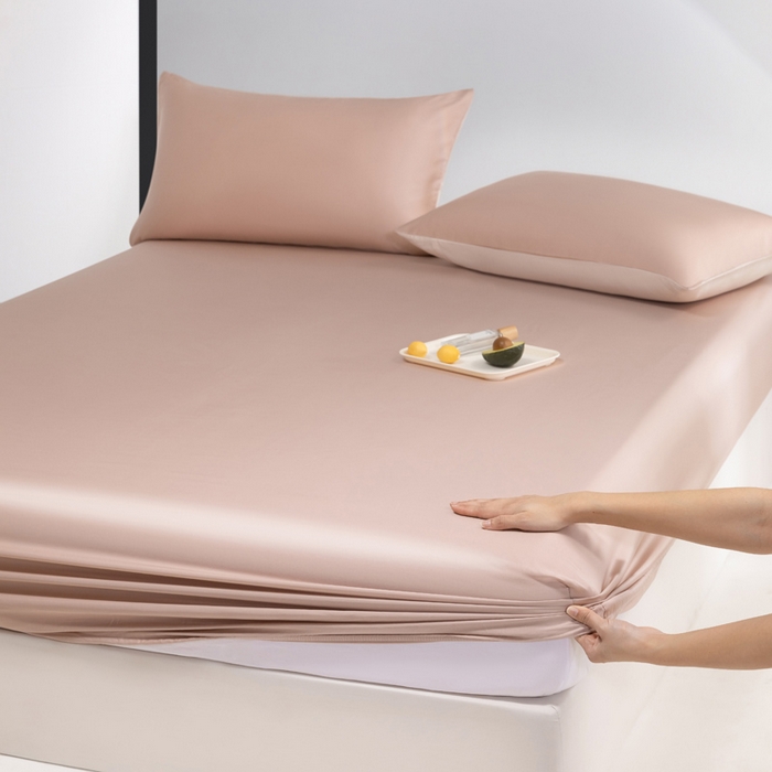 91家纺网 家纺一手货源 找家纺 云栖家居 202460支A类兰精天丝系列单品床笠（风格一） 灰粉