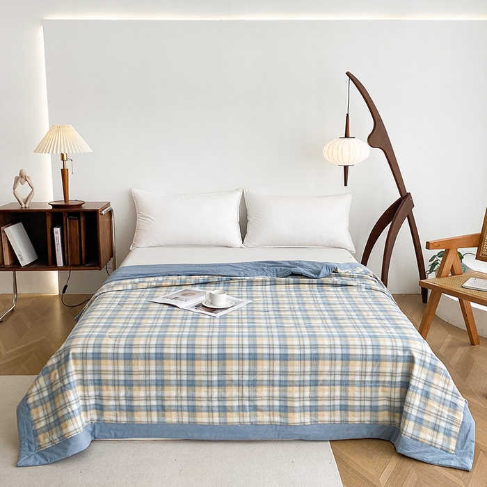 91家纺网 家纺一手货源 找家纺 青螺家纺 2024全棉水洗棉双面色织100%新疆棉花夏被三件套四件套枕套床单 支持质检验货 星空米