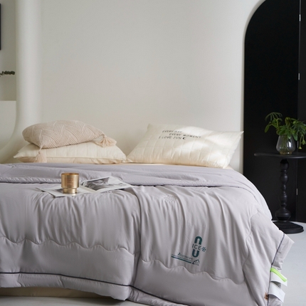 91家纺网 家纺一手货源 找家纺 米菲 2024新款亲肤舒适冰蝉丝科技被 夏被 被子被芯 暮云灰