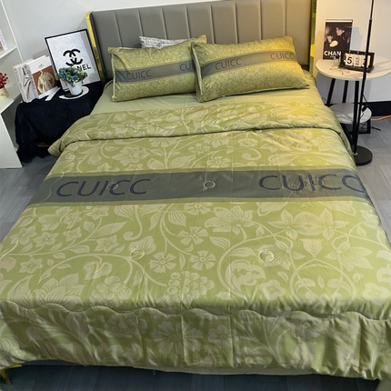 91家纺网 家纺一手货源 找家纺 色鬼布艺 2024新款大版数码印花水洗真丝夏被四件套 绿野仙踪