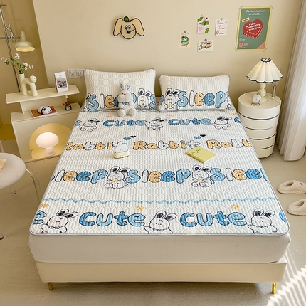 91家纺网 家纺一手货源 找家纺 世纪绒品 2026新款凉感丝印花款乳胶凉席 萝卜兔-蓝