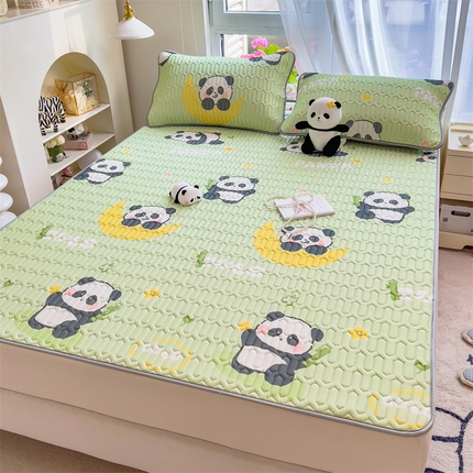 圣比熊 2024新款冰丝乳胶凉席床席两件套三件套 熊猫宝宝