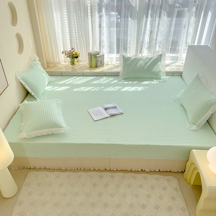 91家纺网 家纺一手货源 找家纺 （总）冬然家纺 2024新款素色花边系列冰豆豆凉席榻榻米凉席