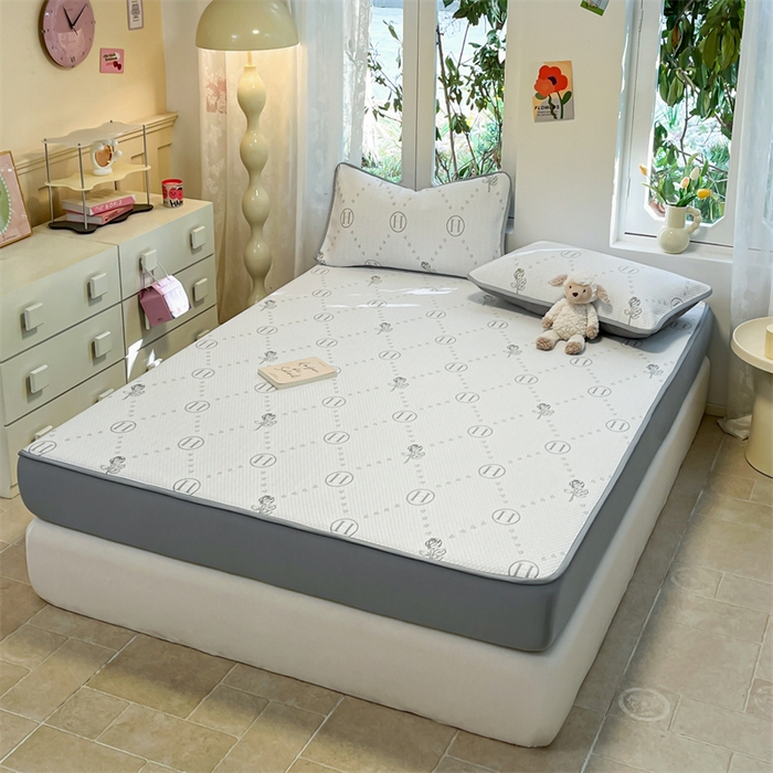 91家纺网 家纺一手货源 找家纺 启程家纺 2024春夏A类凉豆豆凉席床笠款凉席套件 简单时尚